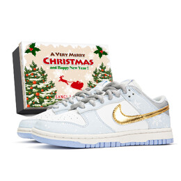 Кроссовки Nike Dunk Skateboard Shoes Women's Low-Top White Blue Gold dd1873-400(teamp-冰雪奇缘s-box）