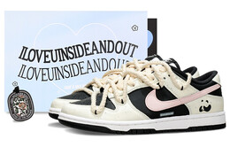 Кроссовки Nike Dunk Skateboard Shoes Women's Low-Top Black/white/peach cw1590-100(team62-小熊猫桃桃女款)