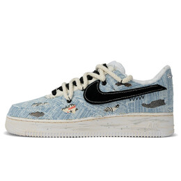 Кроссовки Air Force 1 для скейтбординга унисекс с низким верхом синего и черного цвета Nike cw2288-111(team651-男款低帮颓废日记做旧） | blue black