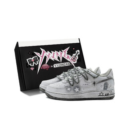 Кроссовки Nike Air Force 1 Skateboarding Shoes Women's Low-top Black/grey, серый dh2920-111(team186-白昼小兔s-box) | antique gray