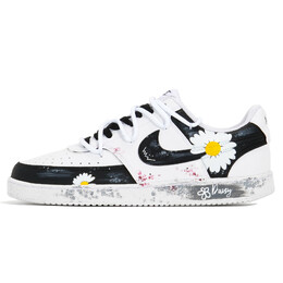 Кроссовки Nike Court Vision Skateboarding Shoes Unisex Low-top Black/White, черный/белый dh2987-101(team399-小雏菊涂鸦s-box) | black/white