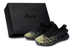 Кроссовки Adidas Yeezy Boost 350 V2 Lifestyle Shoes Unisex Low-top Yellow, черный/желтый hq4540(team80-男女同款暗黑黄绽s-box) | black/yellow