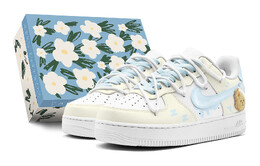 Кроссовки Nike Air Force 1 Skateboarding Shoes Women's Low-top Blue, светло-желтый dh2920-111(teams-瞌睡熊女s-box) | light yellow