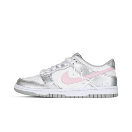 Кроссовки Nike Dunk Skateboarding Shoes Women's Low-top Silver/white/pink, розовый dh9765-001(team368-女款芭蕾少女) | silver/pink