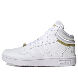 Кроссовки hoops 3.0 mid классические туфли Adidas, белый gy4752 | cloud white / cloud white / gold metallic