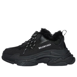 Кроссовки triple s 'fake fur - black' Balenciaga, черный 668562w3cq51000 | black
