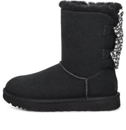 Кроссовки с клеткой и бантом зимние ботинки Ugg, черный 1138131-blk | black
