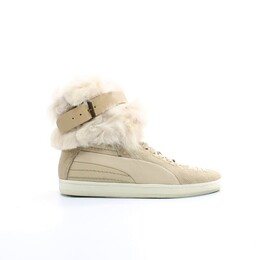 Женские кожаные кроссовки Alexander McQueen Joustesse с пряжкой 353871 03 Puma, бежевый 3855162 | beige