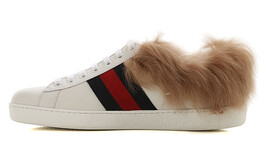 Кеды женские Gucci Ace меховые, белый 496093 0fi50 9096