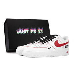 Кроссовки Air Force 1 для скейтбординга унисекс с низким верхом Nike, черный/белый/красный 315122-111(team18-线条黑白红) | black/white red