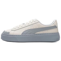 Кроссовки Puma BASKET PLATFORM Skateboarding Shoes Women's Low-top Off-white/Medium Gray, белый 398910-04 | rice white - medium gray