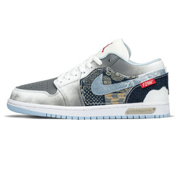 Баскетбольные кроссовки Air 1 Vintage женские с низким верхом, белый/синий Jordan dc0774-164(teama-复古牛仔s-box) | blue/white