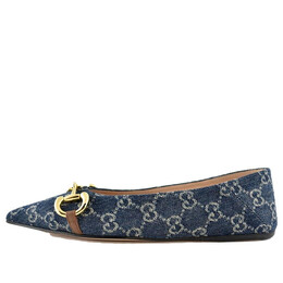 Кроссовки denim ballet flat with horsebit 'blue' Gucci, синий 635101-2kq80-4462 | blue