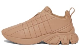 Стеганые кожаные кроссовки женские Burberry, светло-бежевый 80602211