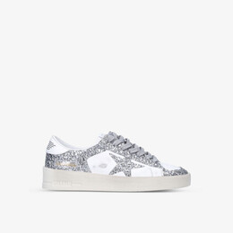 Женские низкие кеды Stardan 80185 из кожи и блесток Golden Goose, серебряный r03967199 | silver