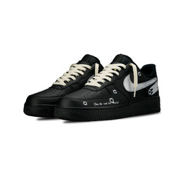 Кроссовки Nike Air Force 1 Skateboarding Shoes Unisex Low-top Black/Silver, черный/серебряный cw2288-001(team81-男女款和平与爱) | black/silver