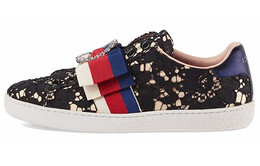 Кеды женские Gucci с кружевом, черный / белый 498705 9mw10 1214