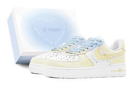 Кроссовки для скейтбординга Air Force 1 женские, низкие, желтый Nike dh2920-111(team88-花语问候s-box) | white/blue yellow