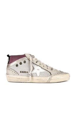 Кроссовки Golden Goose Mid Star, цвет Silver, Violet, White, White Ecru, & Platinum ggor-wz535 | silver, violet, white, white ecru, & platinum