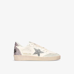 Кожаные низкие кеды ballstar 80184 с блестками Golden Goose, белый r04231137 | white/oth