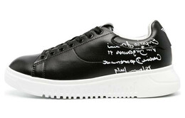 Кроссовки Emporio Armani Calligraphy-print Leather Sneakers, черный x3x024xn894a120 | black