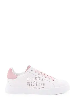 Dolce & Gabbana-Portofino Low-Top Leather Sneakers With Lateral Monogram-Donna 52621541769556